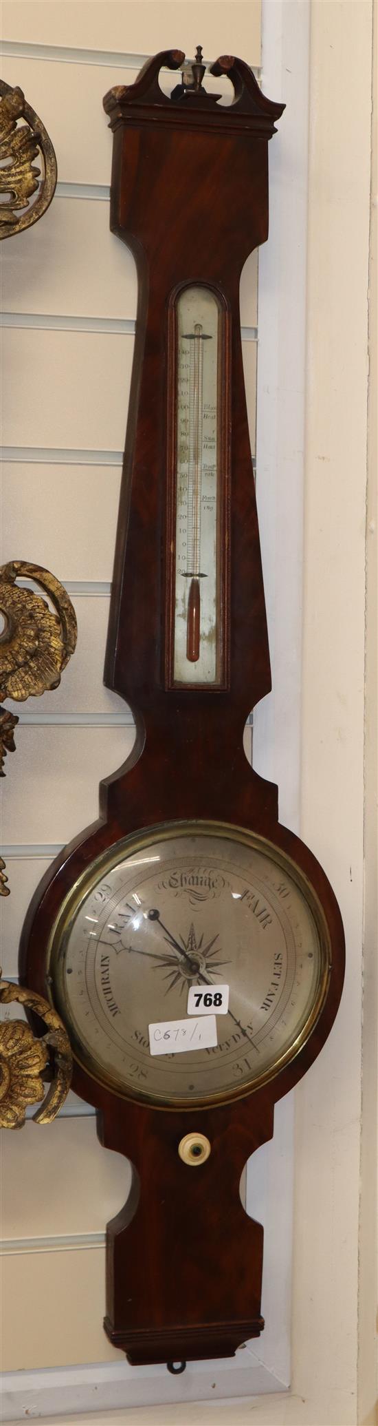 A Victorian banjo barometer W.25cm